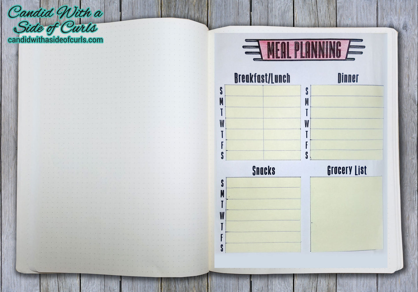 Meal Planning Bullet Journal-Printable Pages