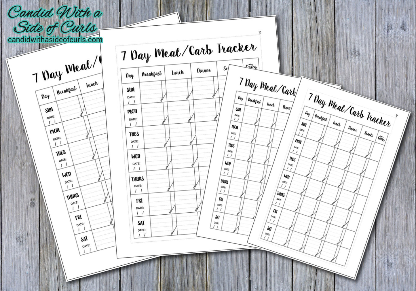 7 Day Meal and Carb Tracker Bullet Journal-Printable Pages