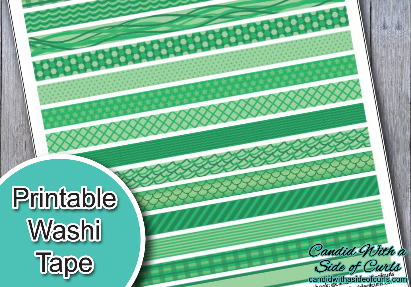 Green Printable Washi Tape