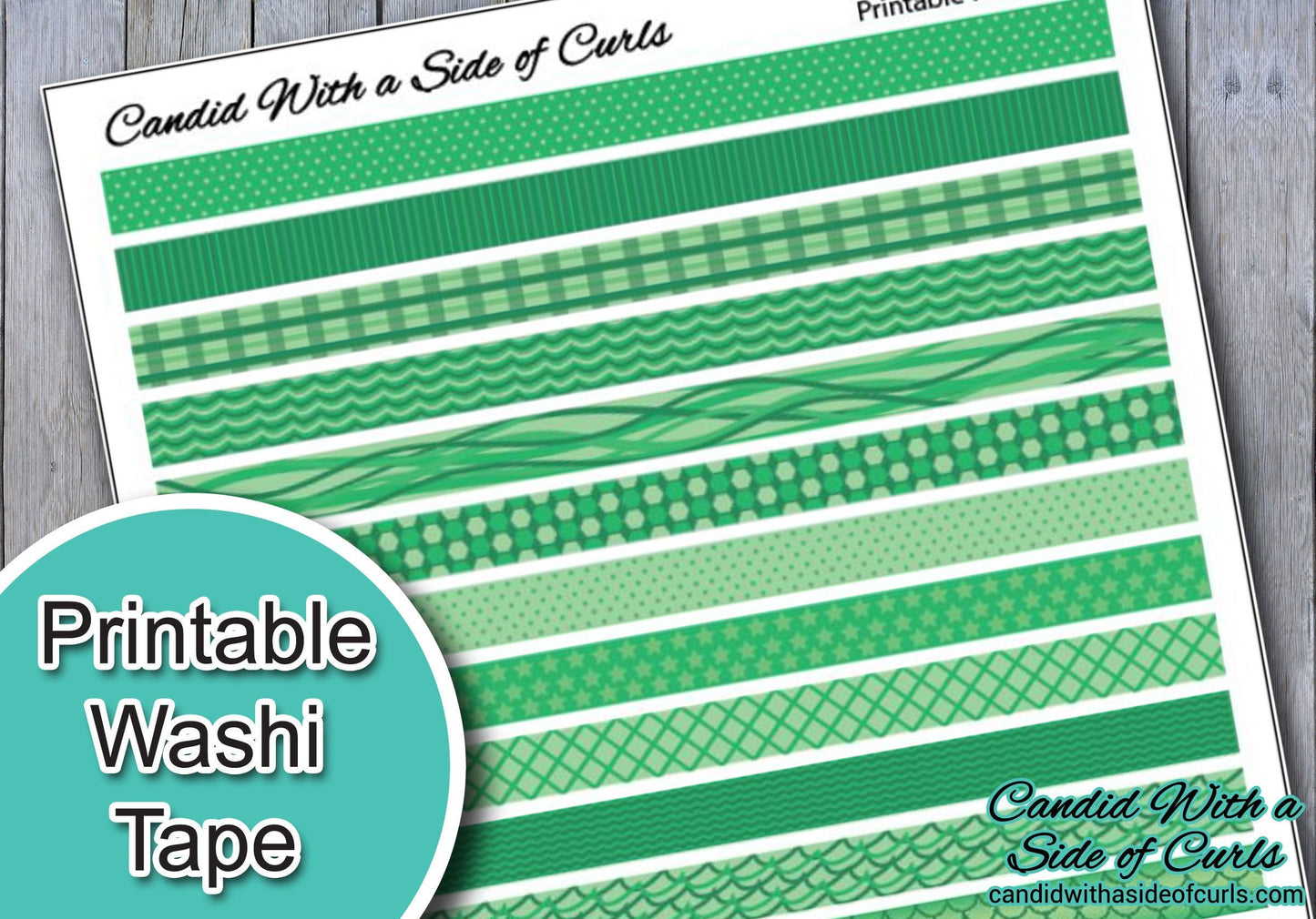 Green Printable Washi Tape