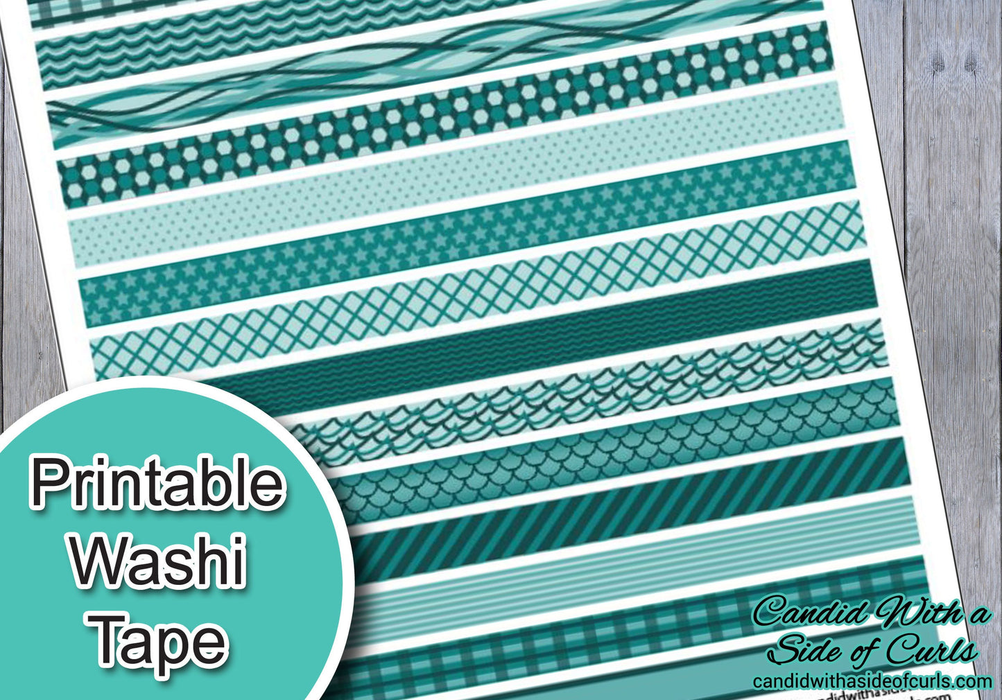 Teal Printable Washi Tape