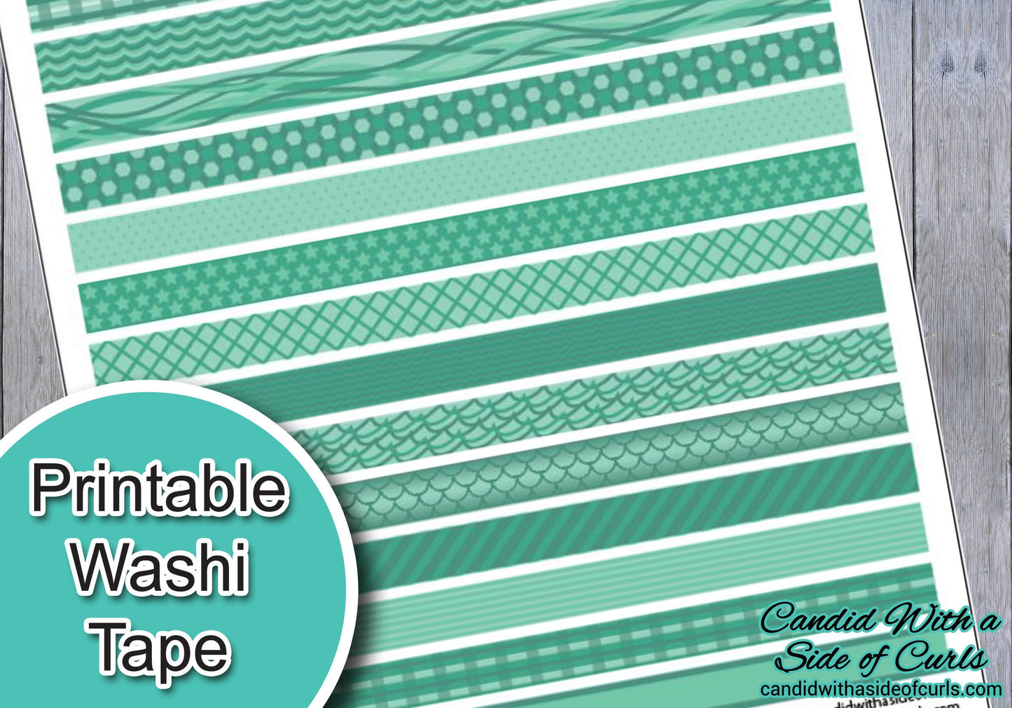 Mint Printable Washi Tape