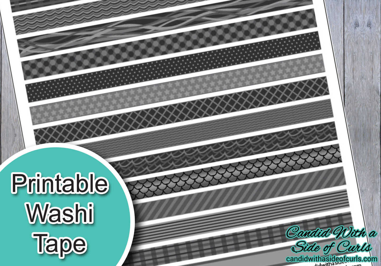 Grey Printable Washi Tape