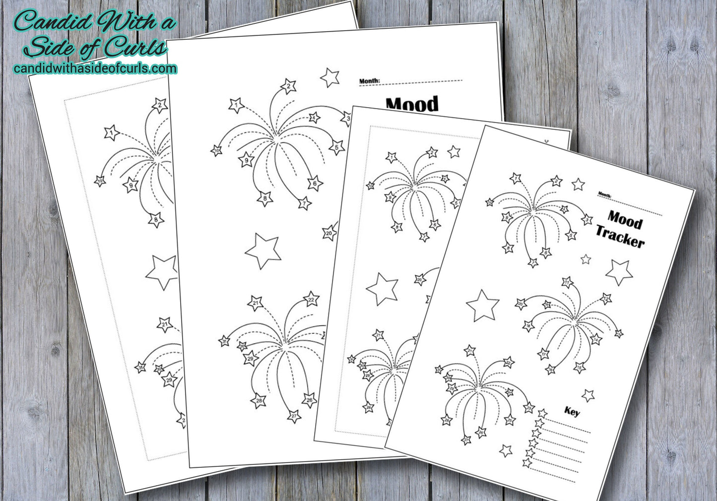 Fireworks Monthly Mood Tracker Bullet Journal-Printable Pages