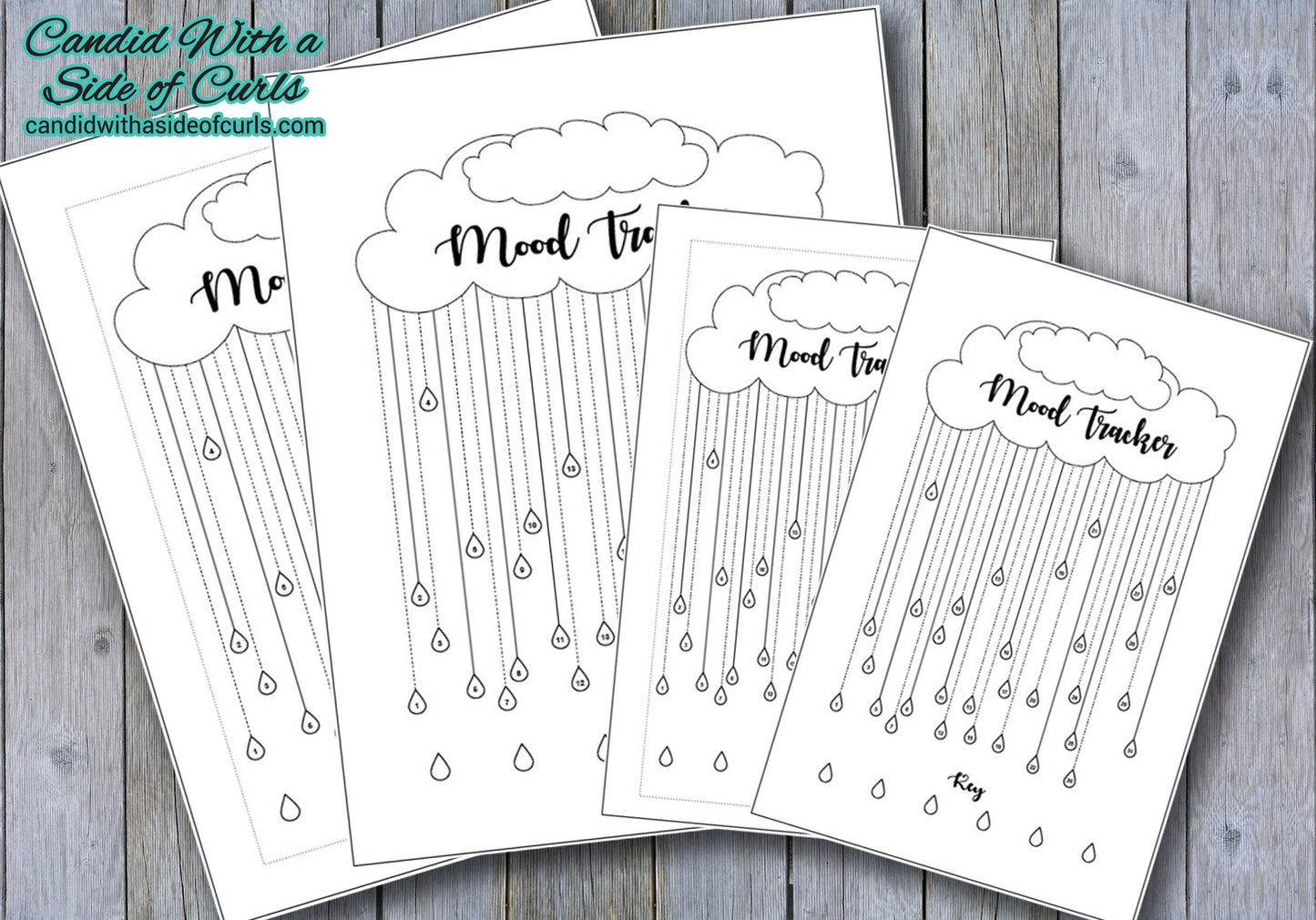 Rain Cloud Monthly Mood Tracker Bullet Journal-Printable Pages
