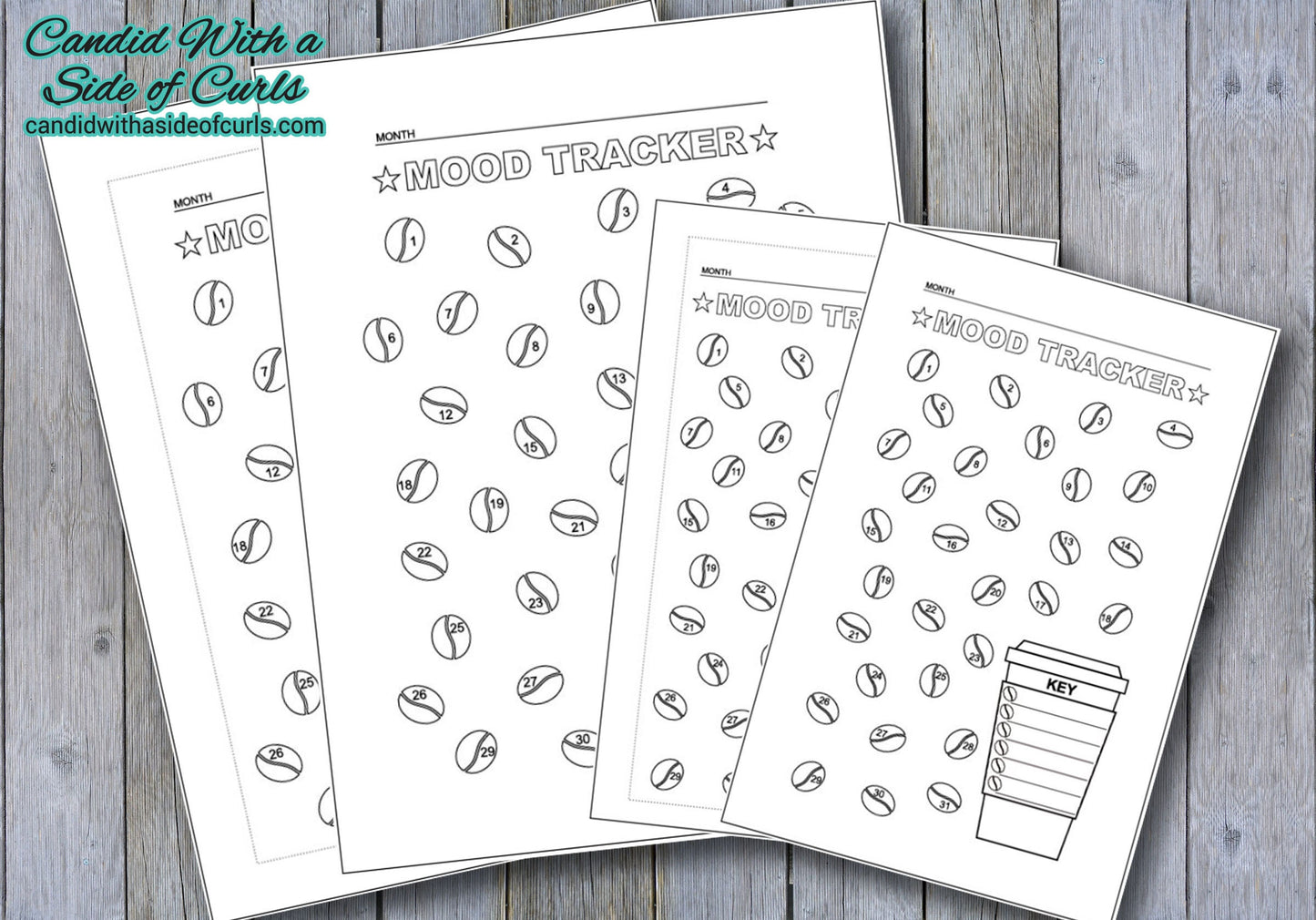 Coffee Bean Monthly Mood Tracker Bullet Journal-Printable Pages