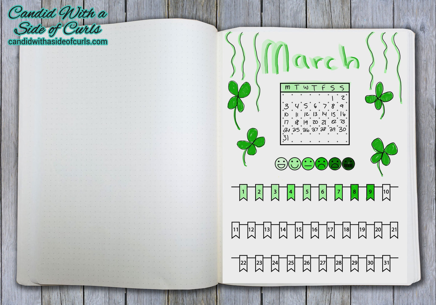 Monthly Front Page (Title Page) Mood Tracker Bullet Journal-Printable Pages