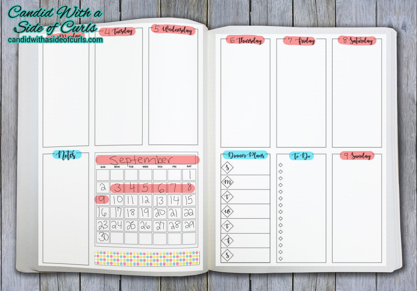 Weekly Spread #1 Bullet Journal-Printable Pages