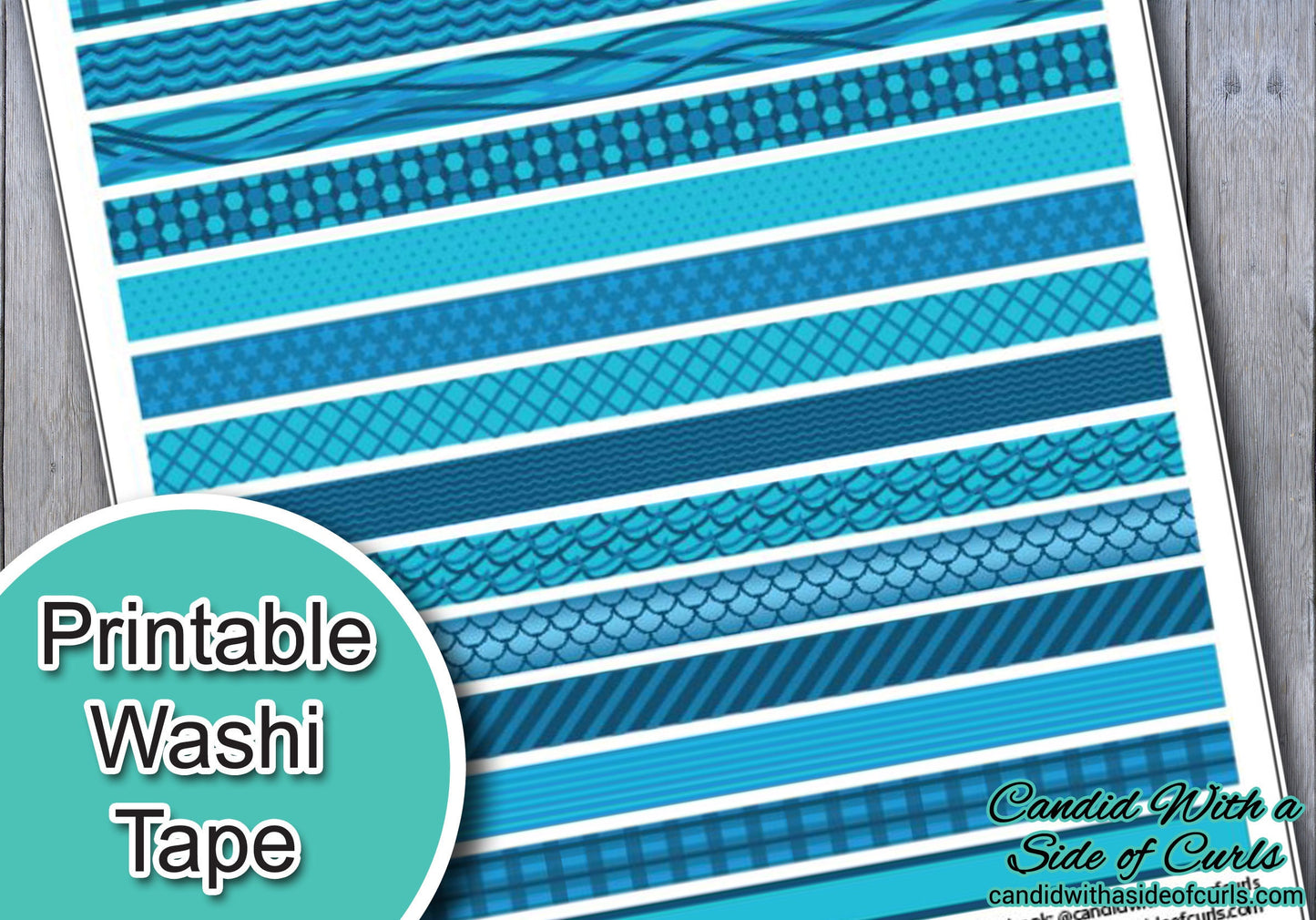 Blue Printable Washi Tape