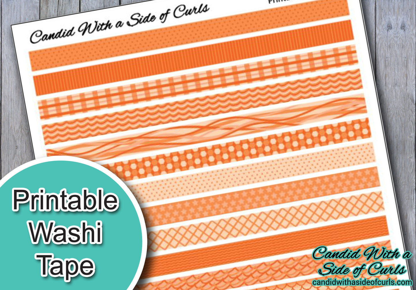 Orange Printable Washi Tape