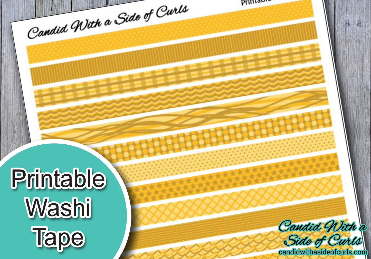 Yellow Printable Washi Tape