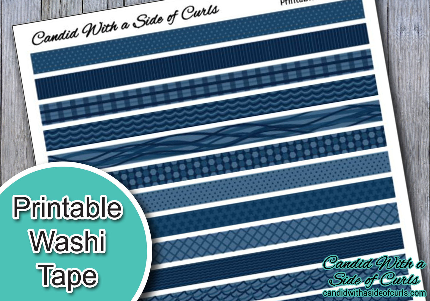 Navy Printable Washi Tape