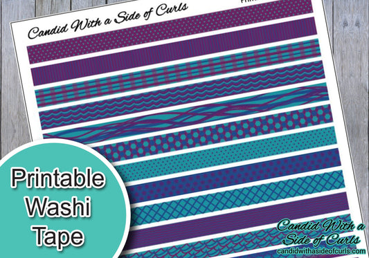 Purple/Teal/Blue Printable Washi Tape