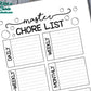 Master Chore List Bullet Journal-Printable Pages