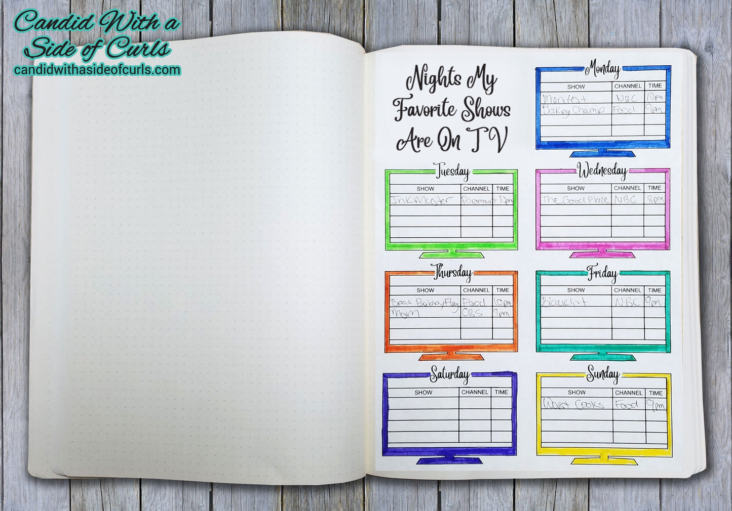 TV Shows List Bullet Journal-Printable Pages