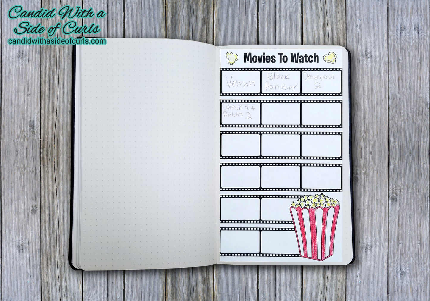 Movies To Watch Bullet Journal Printable Pages