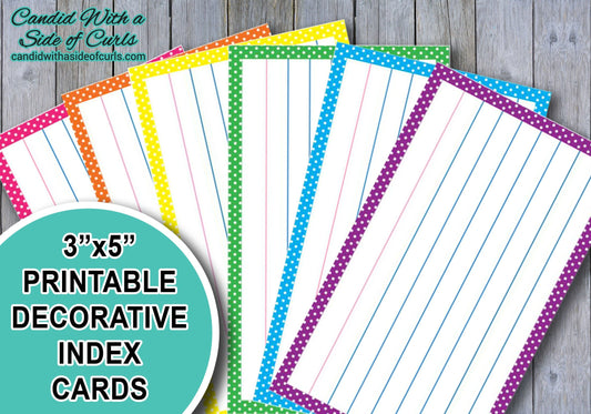 3x5 Printable Decorative Index Cards