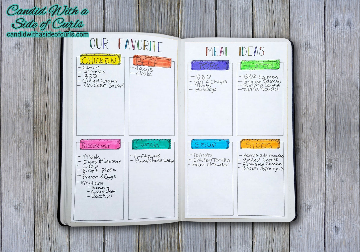 Our Favorite Meal Ideas Bullet Journal-Printable Pages