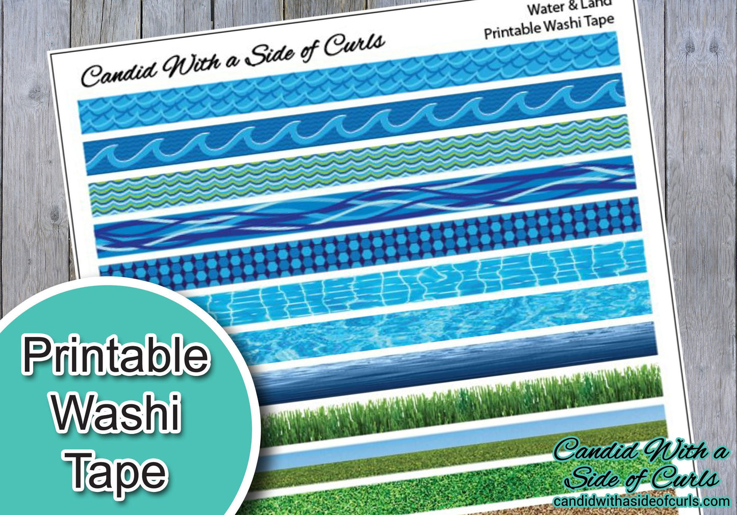 Water and Land Printable Washi Tape