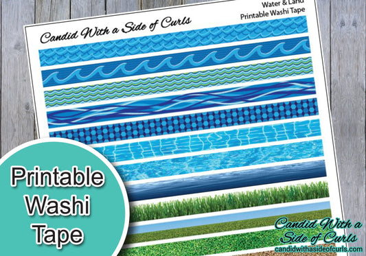 Water and Land Printable Washi Tape