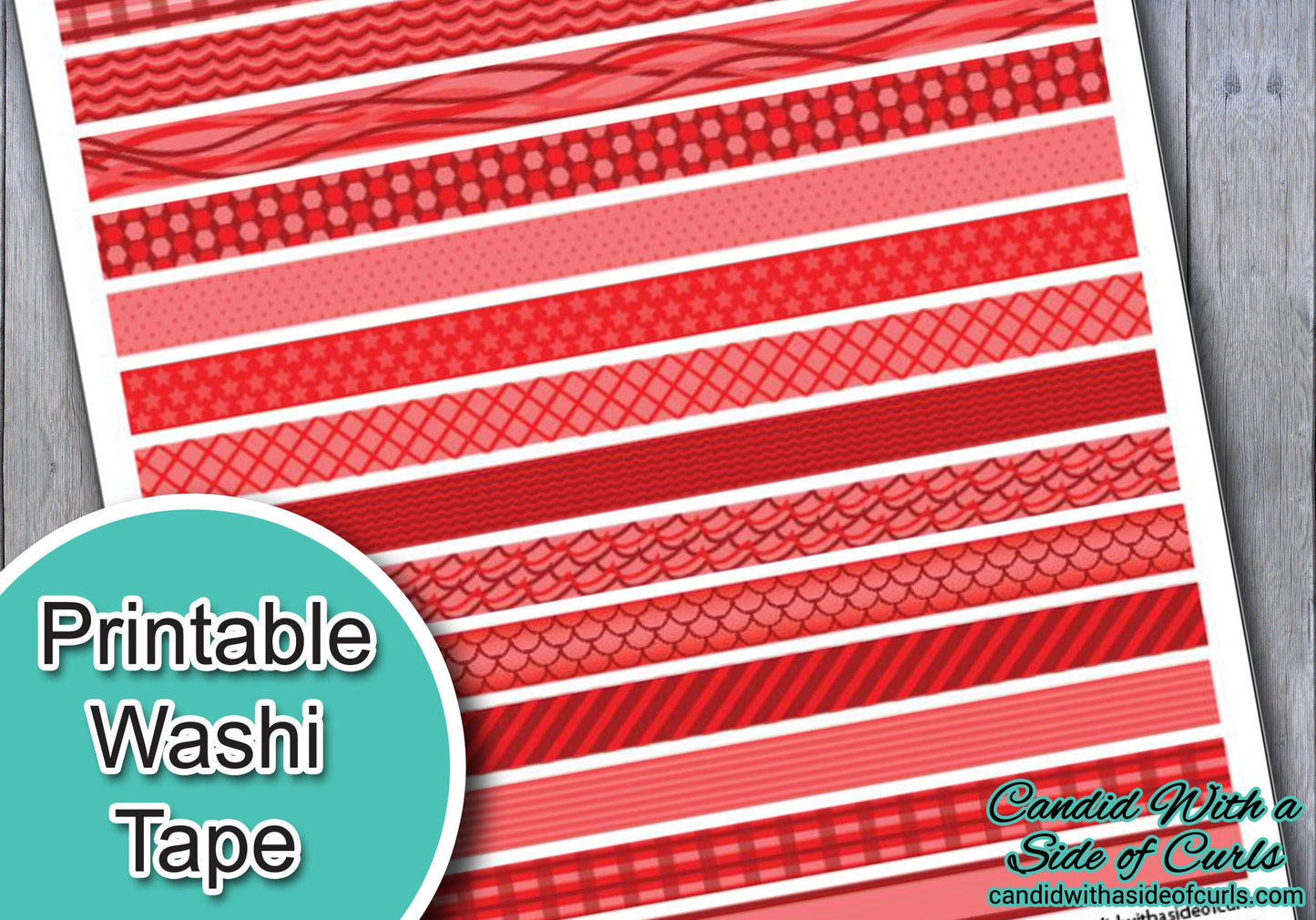 Red Printable Washi Tape