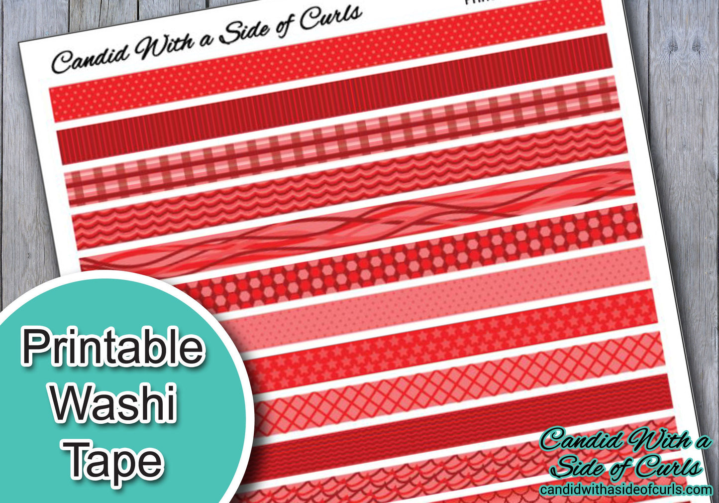 Red Printable Washi Tape