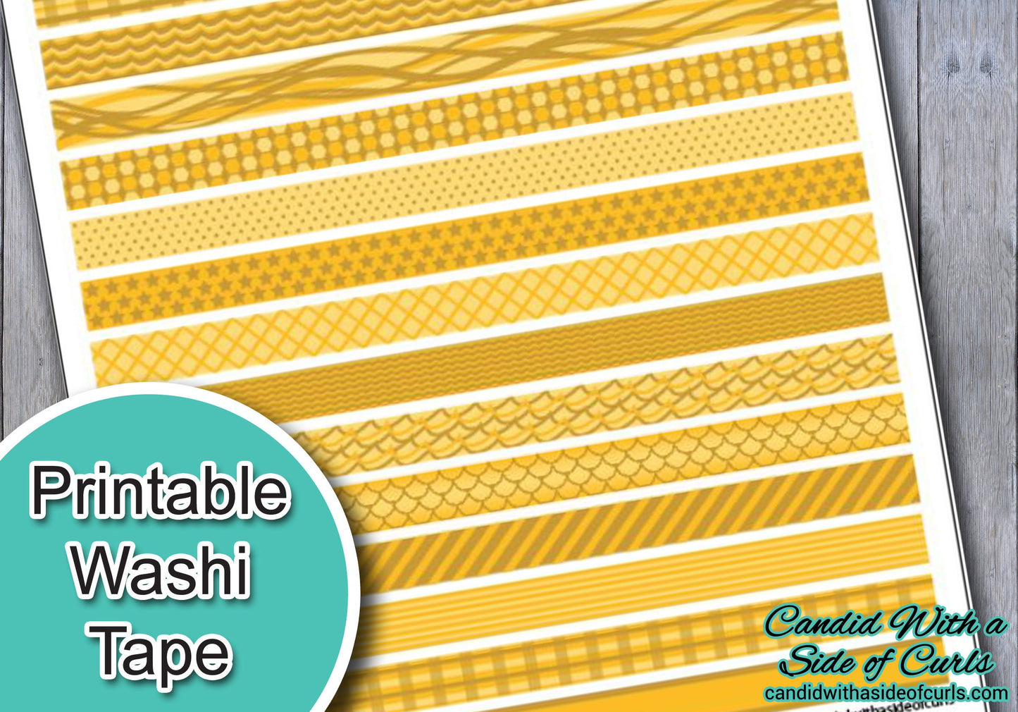 Yellow Printable Washi Tape