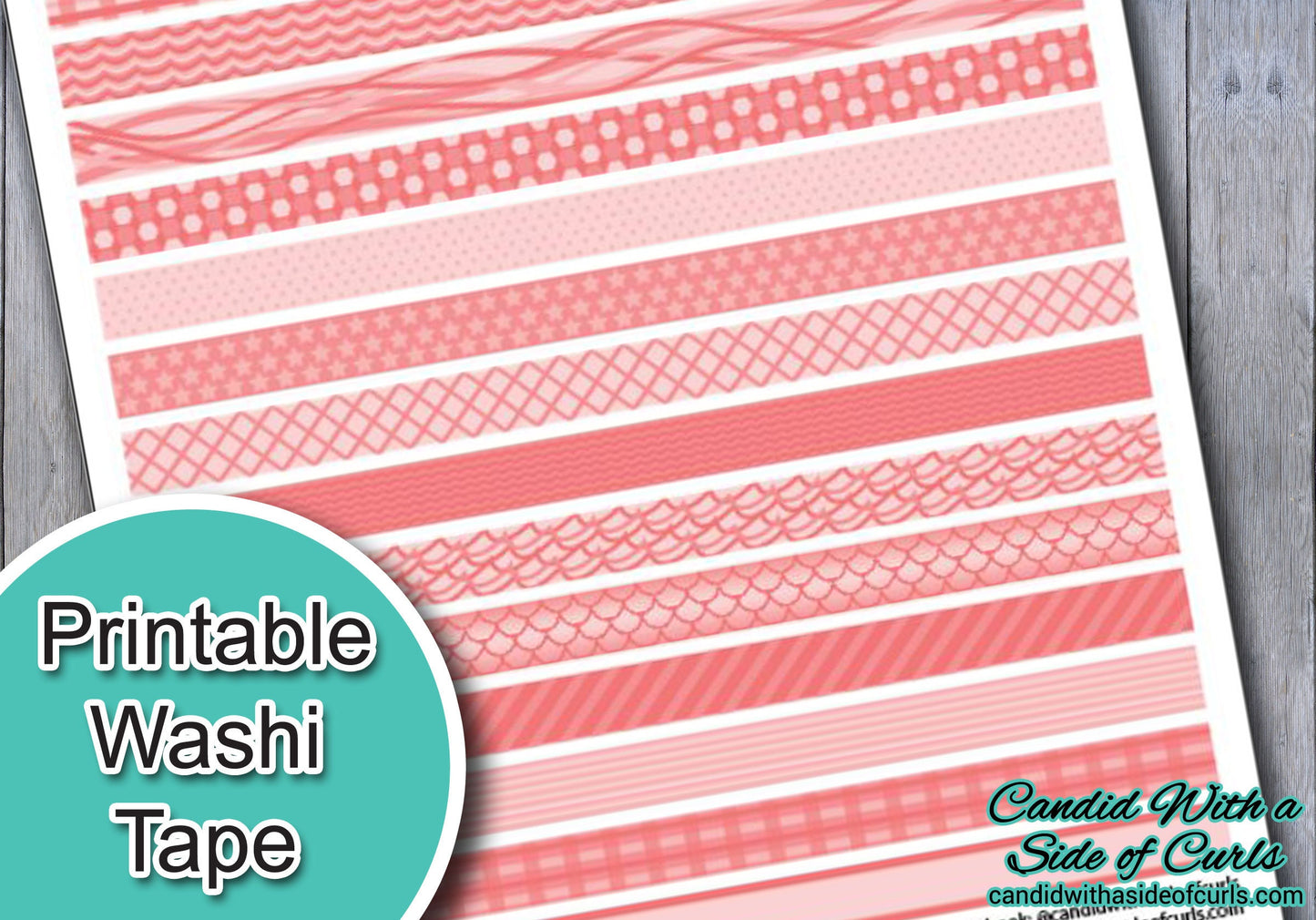 Coral Printable Washi Tape