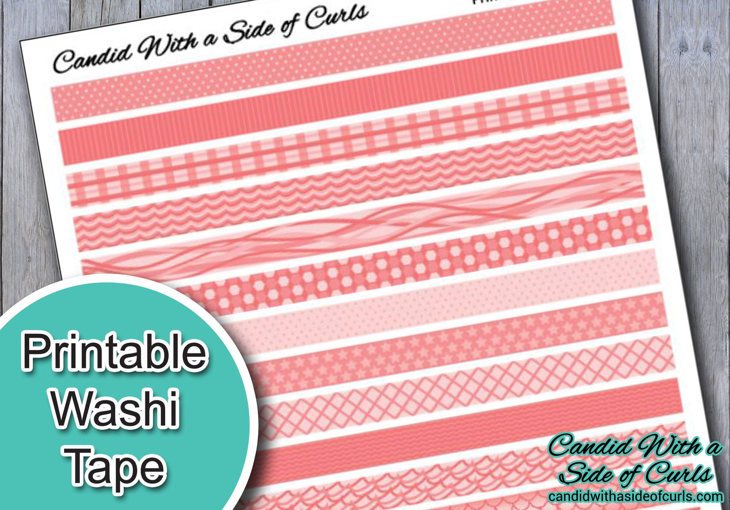 Coral Printable Washi Tape