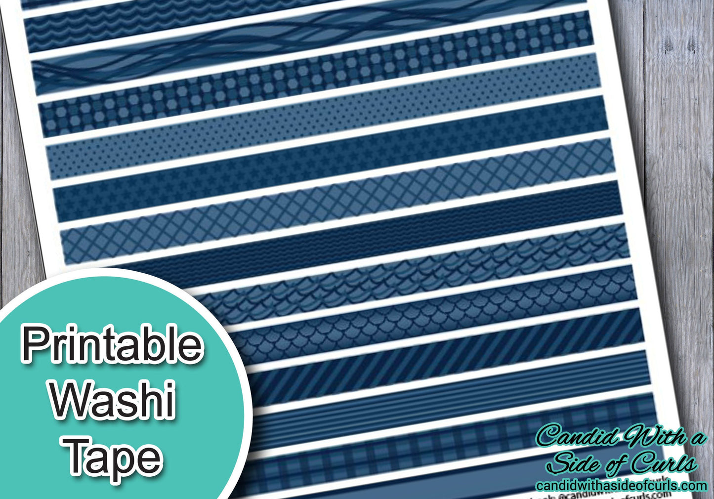 Navy Printable Washi Tape