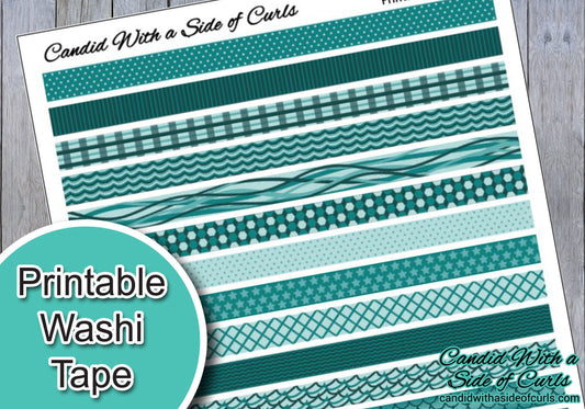 Teal Printable Washi Tape