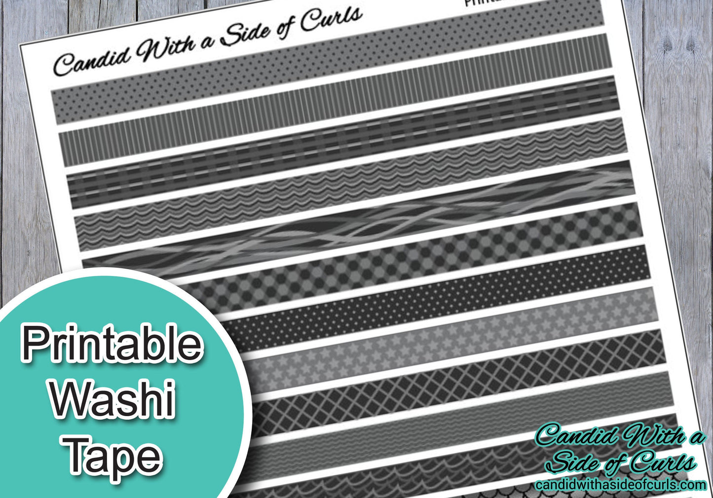 Grey Printable Washi Tape