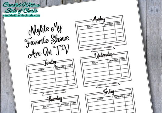 TV Shows List Bullet Journal-Printable Pages