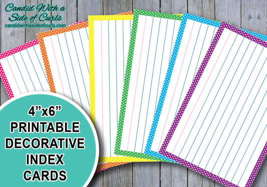 4x6 Printable Decorative Index Cards