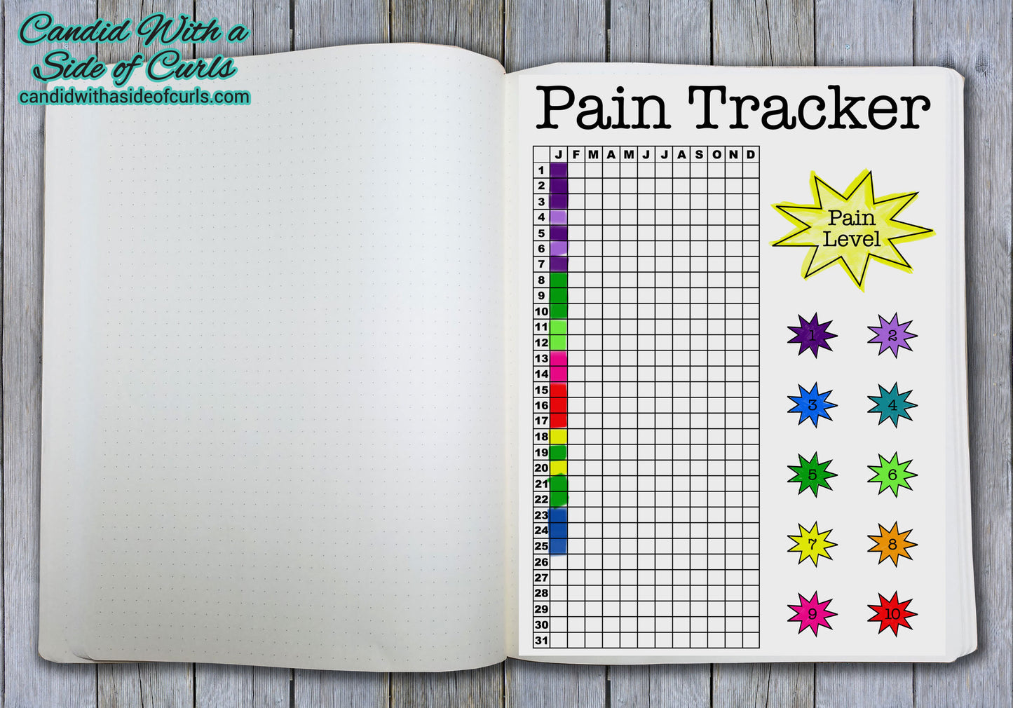 Pain Tracker Bullet Journal-Printable Pages