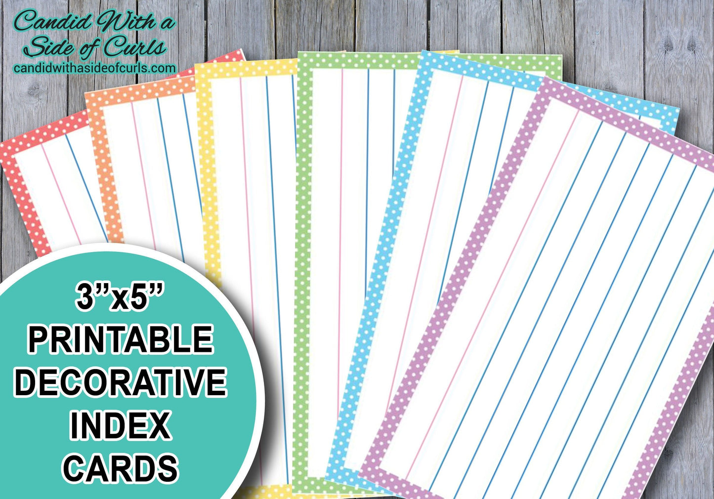 3x5 Printable Decorative Pastel Index Cards