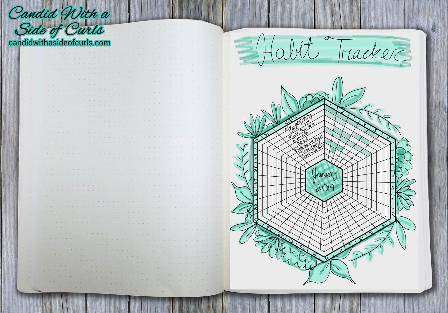 Hexagon Habit Tracker Bullet Journal Printable JPEG Images