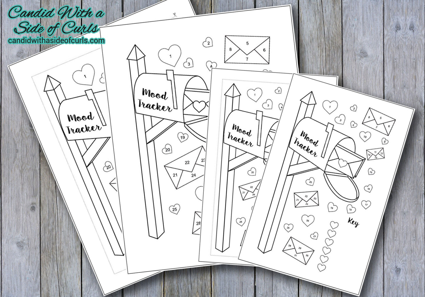 Mail With Hearts Monthly Mood Tracker Bullet Journal-Printable Pages