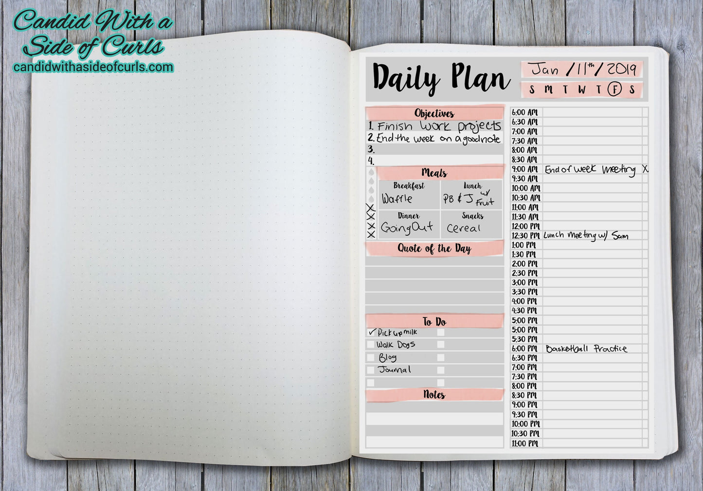 Daily Plan Journal Page For Bullet Journal-Printable Pages